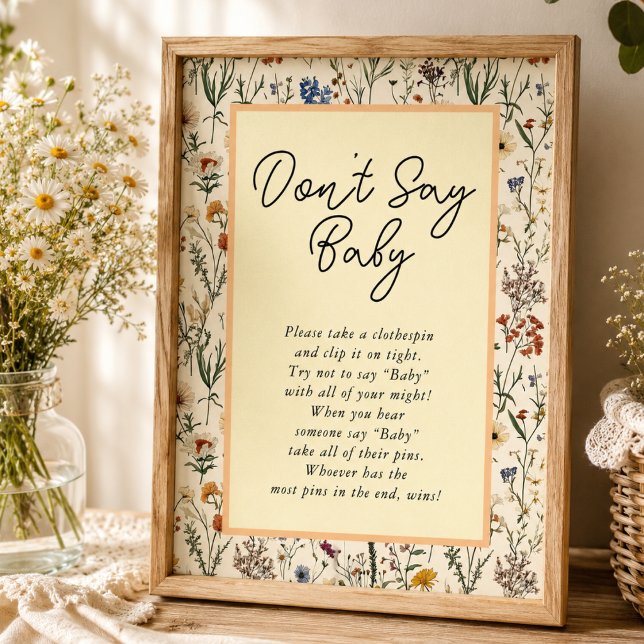 Poster Chá de Bebê Menina Florzinha Selvagem (A Little Wildflower Girl Baby Shower Poster)