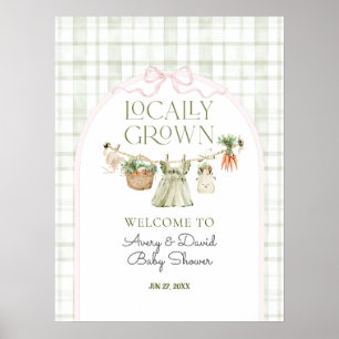 Poster Chá de Bebê Menina Mercado de Agricultores de Prod