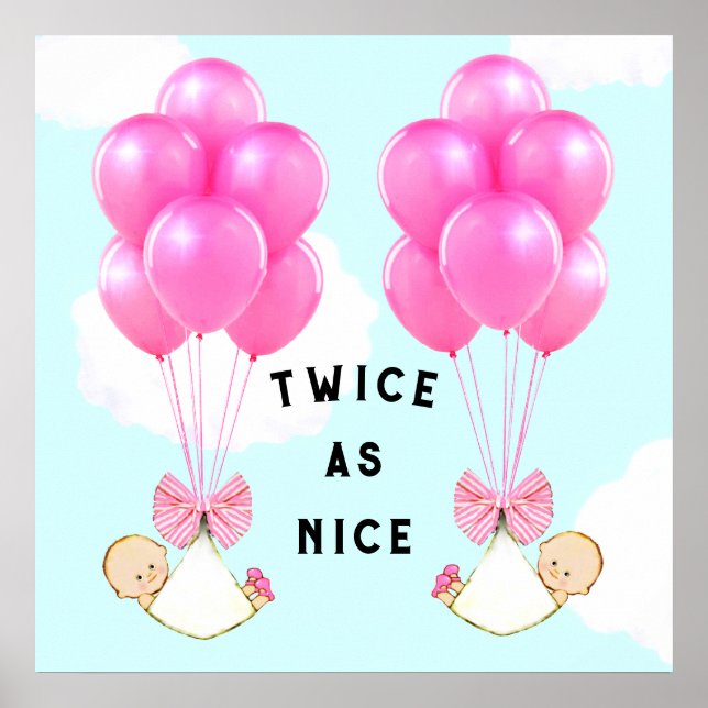 Poster Chá de Bebê Meninas Gêmeas (Frente)