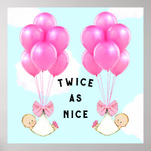 Poster Chá de Bebê Meninas Gêmeas