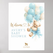 Chá de Bebê Menino Arco Balão Azul Urso de Pelúcia
