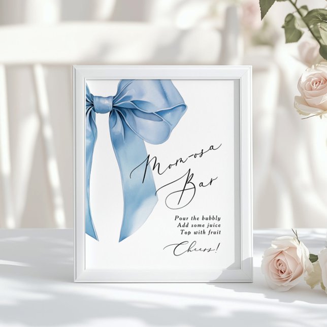 Poster Chá de Bebê Menino Blue Bow Momosa bar (Criador carregado)