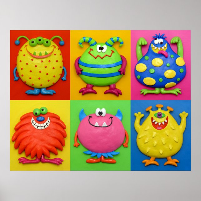 Poster Chá de Bebê Menino Monstros Berçário (Frente)