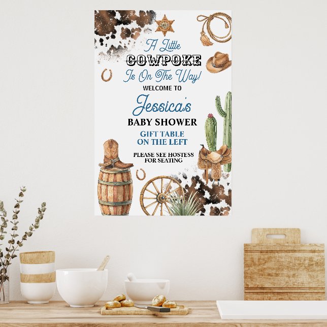Poster Chá de Bebê Menino Tema Velho Oeste (Cozinha)