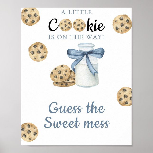 Poster Chá de bebê Milk & cookies Adivinhe a bagunça doce (Frente)