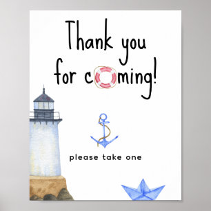 Poster Chá de bebê náutico - Obrigado por vir