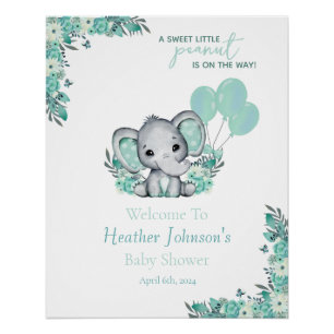 Póster Chá de Bebê Neutro do Elefante