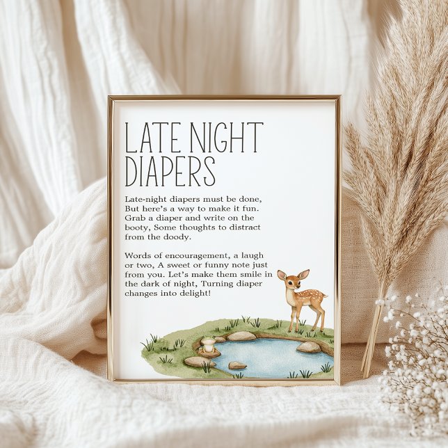 Poster Chá de Bebê Noturno de Animais da Floresta Boho Fr (Criador carregado)