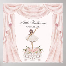 Poster Chá de Bebê ou Aniversário Bailarina Baby Rosa
