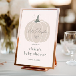 Poster Chá de Bebê Outono Pequena Abóbora Branca Elegante