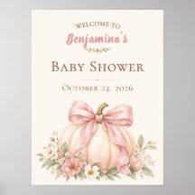 Chá de Bebê Pequena Abóbora Floral Blush
