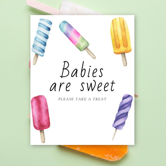 Poster Chá de bebê Popsicle - bebês são doces (Criador carregado)