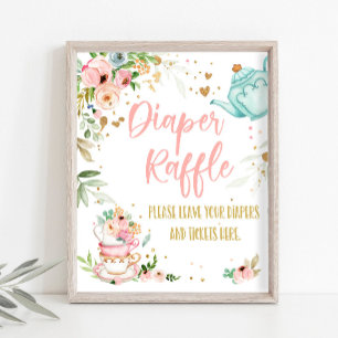 Poster Chá de Bebê Rifa de Fraldas Chá de Bebê Está Chega
