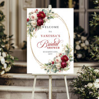 Chá de Bebê Romântico Burgundy Floral Branco de No