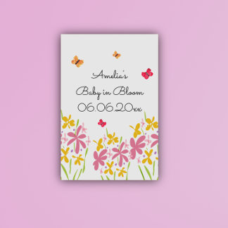 Poster Chá de Bebê Rosa com Flores Silvestres de Boas-Vin