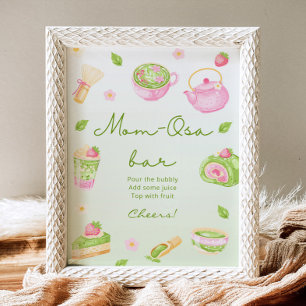 Poster Chá de Bebê Rosa Mom-Osa Bar Matcha Tea