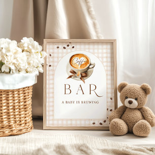 Poster Chá de Bebê Tema Café em Grãos Baby está Cozinhand