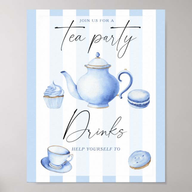 Poster Chá de bebê tema chá da tarde - Bebidas (Frente)