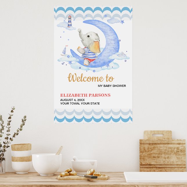 Poster Chá de Bebê Tema Náutico (Cozinha)