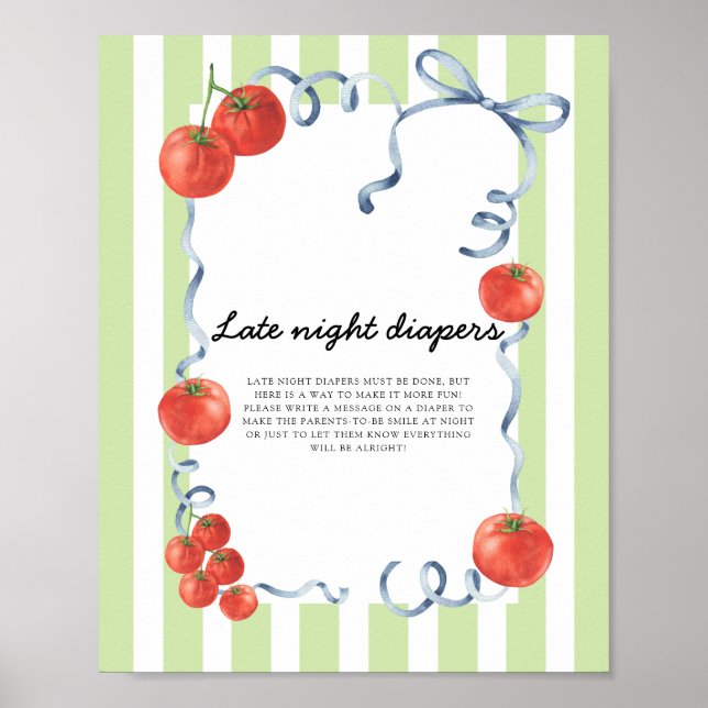 Poster Chá de bebê Tomate Fraldas de madrugada (Frente)