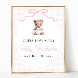 Poster Chá de Bebê Urso de Pelúcia Quantos Teddy Grahams