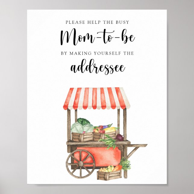Poster Chá de bebê vegetariano - Ajude a futura mamãe ocu (Frente)