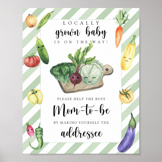 Poster Chá de bebê vegetariano - Ajude a futura mamãe ocu (Frente)
