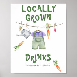 Poster chá de bebê vegetariano - Bebidas sirvam-se