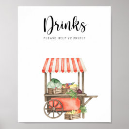 Poster chá de bebê vegetariano - Bebidas sirvam-se