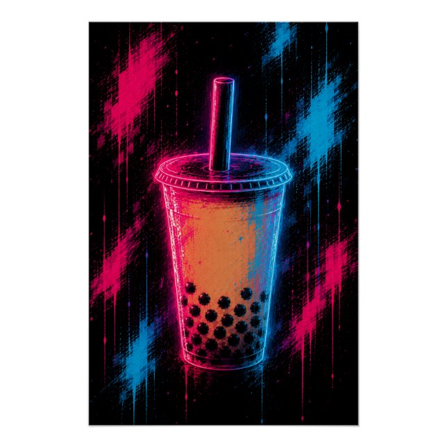 Póster Chá de Bolha Neon (Frente)