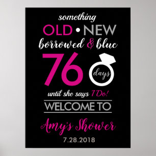 Poster Chá de casamento Branca de Prata Preto, Rosa Quent