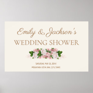 Poster Chá de casamento Floral do Casal de Vintagem Rosa