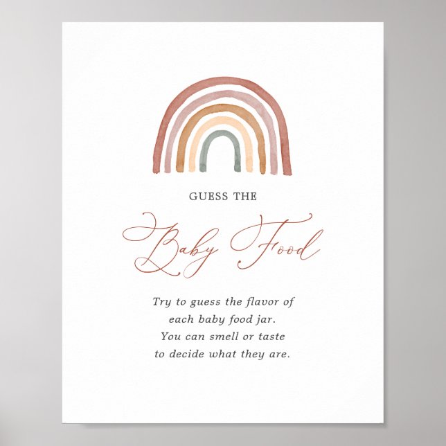 Poster Chá de fraldas Arco-Íris Adivinha O Sinal Da Comid (Frente)