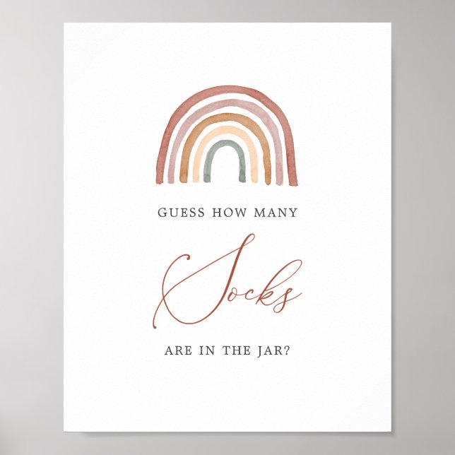 Poster Chá de fraldas Arco-Íris Adivinha Quantos Sinais D (Frente)