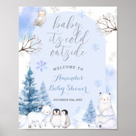 Poster CHÁ DE FRALDAS ARCTIC ANIMAL Snowflakes Bem-vindo