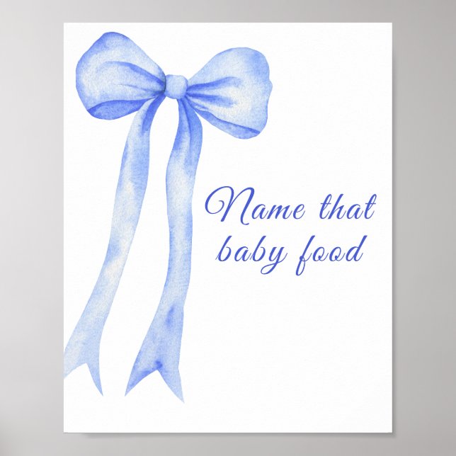 Poster Chá de fraldas Azul Nome do comida (Frente)