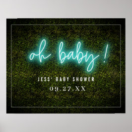 Poster Chá de fraldas Baby Blue Neon Boxwood