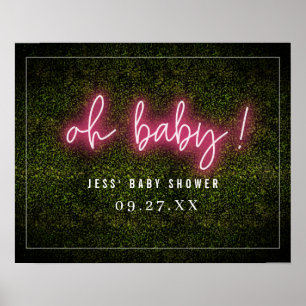 Poster Chá de fraldas Baby Pink Neon Boxwood