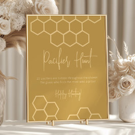 Poster Chá de fraldas Beige Ouro Mel Sinal de Caça Pacifi