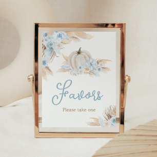 Poster Chá de fraldas Boho Dusty Blue Pumpkin
