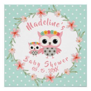 Póster Chá de fraldas Boho Owl