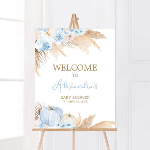 Poster Chá de fraldas Boho Pumpkin Azul Bem-vindo