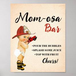 Poster Chá de fraldas Bombeiro Bar Mimosa Bar Momosa
