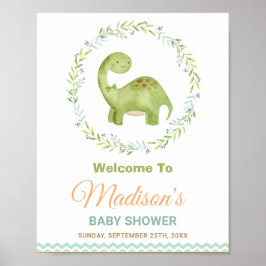 Poster Chá de fraldas Bonito de Dinossauro Brontosaurus