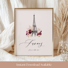 Poster Chá de fraldas Bonjour Bébé Sinal de Mesa