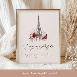 Poster Chá de fraldas Bonjour Bébé - Sinal Raffle