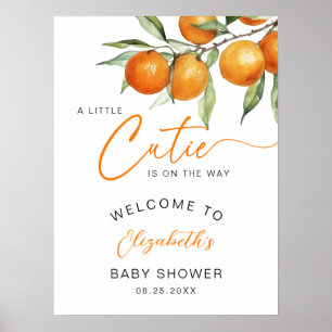 Poster Chá de fraldas Botânico Laranja Pequeno Cutie Bem-
