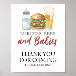 Poster Chá de fraldas Burgers & Beers Obrigado por vir