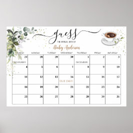 Poster Chá de fraldas Calendário de Data de Vencimento do