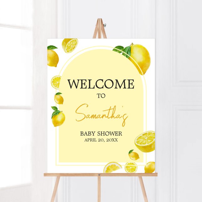 Poster Chá de fraldas Citrus Lemon (Sweet Little One Citrus Baby Shower Welcome Sign)